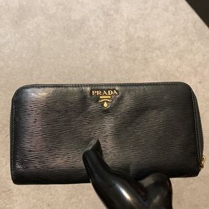 Prada Black Saffiano Long Wallet